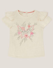 Butterfly Embellished T-Shirt, Ivory (IVORY), large