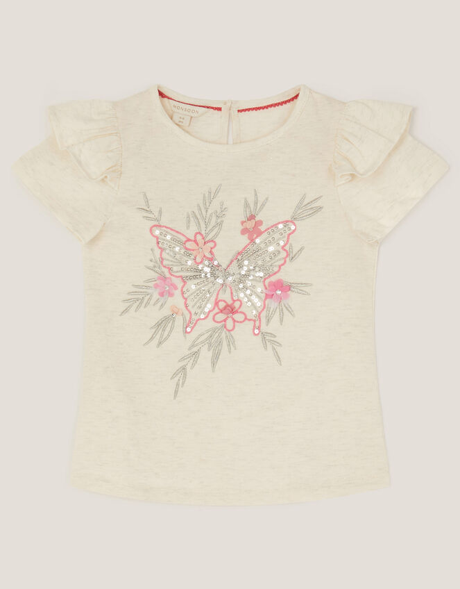 Butterfly Embellished T-Shirt, Ivory (IVORY), large