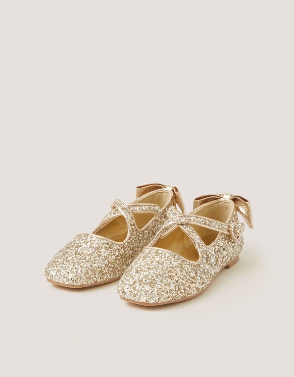 Glitter Mary Jane Ballet Flats, Gold (GOLD), large