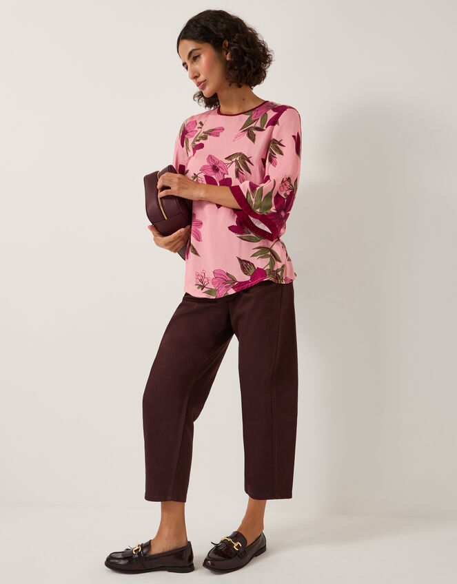 Clemmie Floral Print Top, Pink (PINK), large