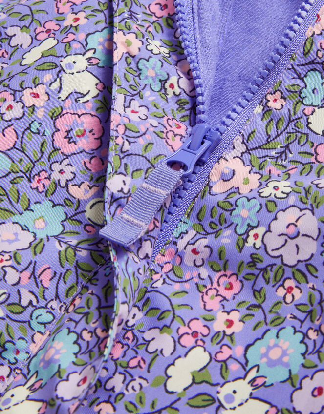 Baby Floral Print Waterproof Puddlesuit, Purple (PURPLE), large