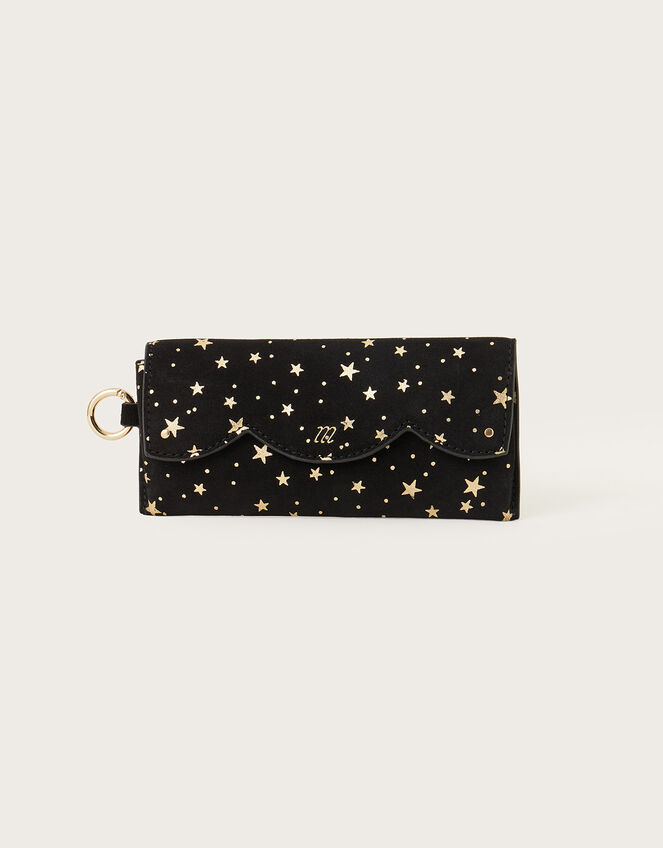 Foil Star Print Suede Scallop Glasses Case, , large