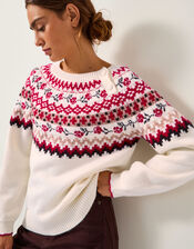 Rhi Floral Fair Isle Jumper, Ivory (IVORY), large