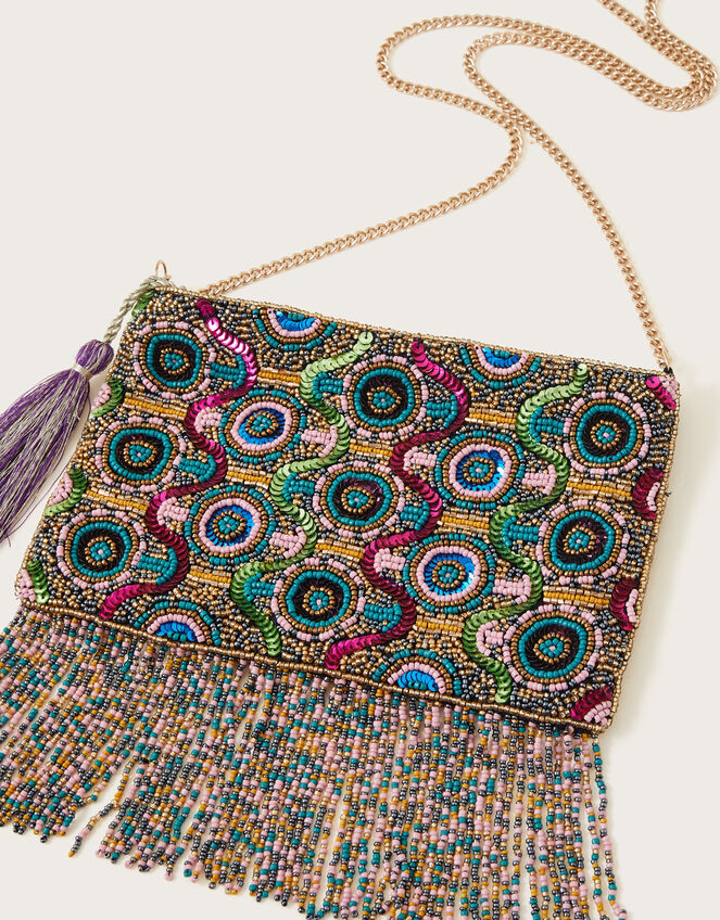 Fringe Hand-Beaded Bag, , large