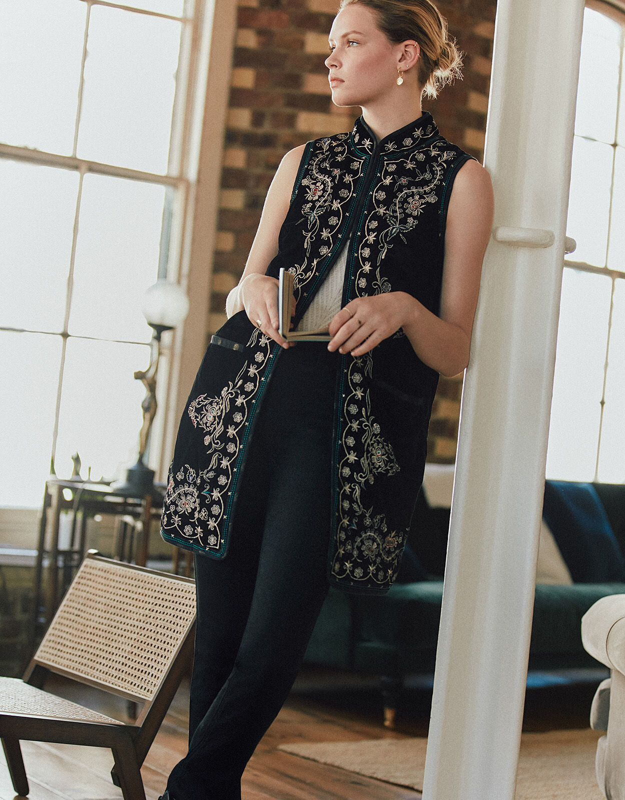 Embroidered Velvet Waistcoat Black Women s Jackets Monsoon UK