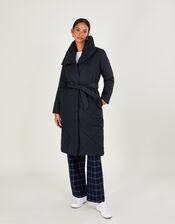 Piper Padded Shawl Collar Coat in Recycled Polyester, Blue (MIDNIGHT), large