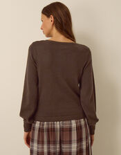 Beryl Button Jumper, Brown (CHOCOLATE), large