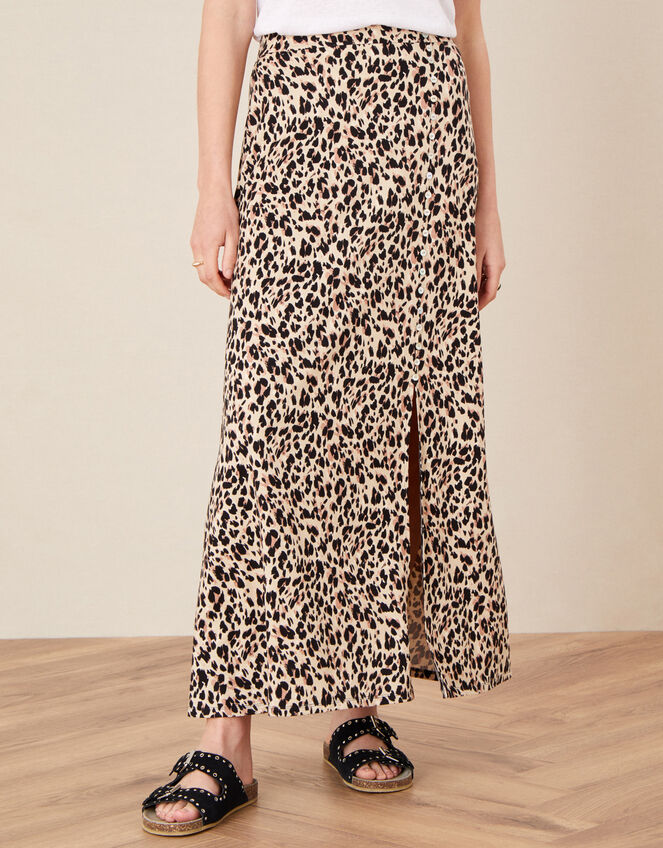 Vikky Animal Print Maxi Skirt Camel