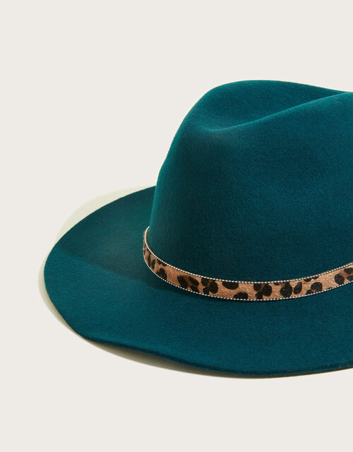 Animal Print Band Fedora Hat, , large