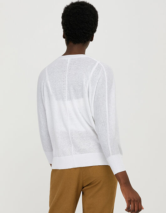 long white knitted cardigan