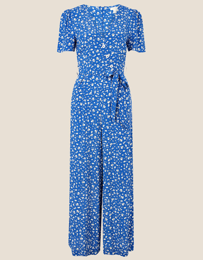 Ditsy Floral Wrap Jumpsuit Blue Jumpsuits Monsoon UK.