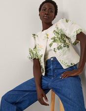 Anne Floral Puff Sleeve Jacket, Cream (CREAM), large
