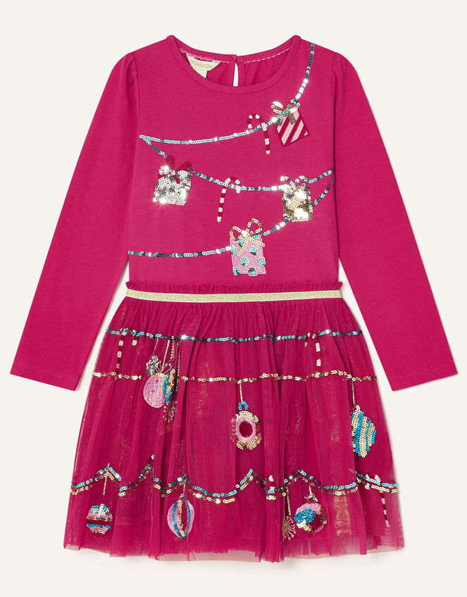 Sequin Christmas Disco Dress, Red (RED), large