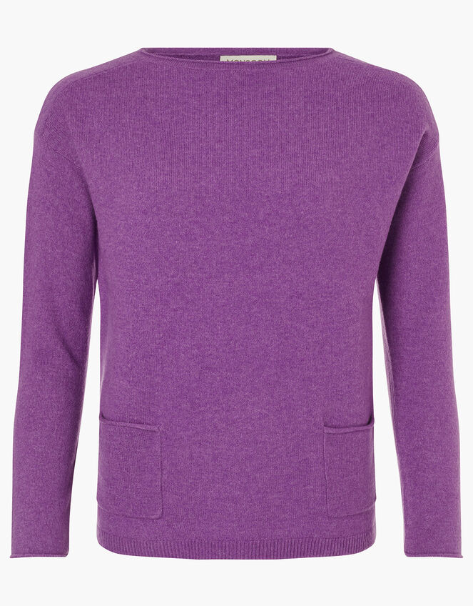 Pocket Detail Knit Jumper, Purple (PURPLE), large