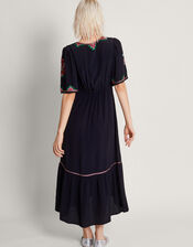 Everly Embroidered Tea Dress, Black (BLACK), large