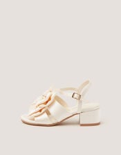 Double Bow Heeled Sandals, Ivory (IVORY), large