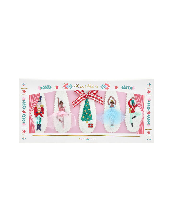5-Pack Meri Meri Embroidered Nutcracker Hair Clips, , large