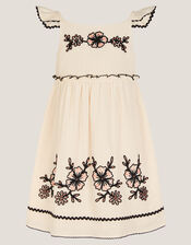 Floral Cornelli Embroidered Dress, Ivory (IVORY), large