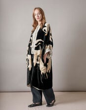One Hundred Stars Velvet Stork Print Kimono, , large