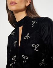 Moira Embroidered Bow Dress, Black (BLACK), large