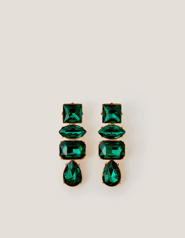 Gemstone Drop Earrings, Green (EMERALD), large