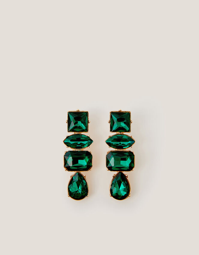 Gemstone Drop Earrings, Green (EMERALD), large