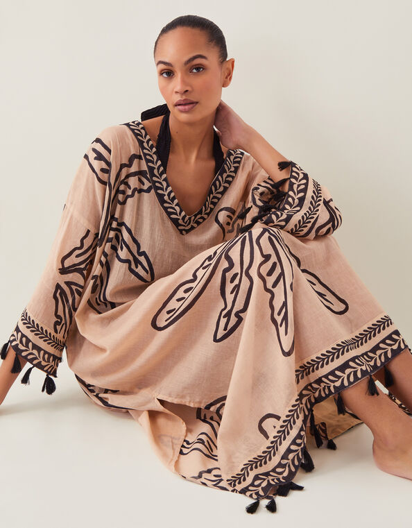 Pam Palm Print Beach Cover-Up Dress, , large