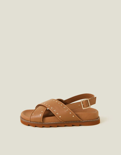 Suki Stud Crossover Sandals, Tan (TAN), large