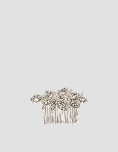 Floral Embellished Hair Comb Clip, , large