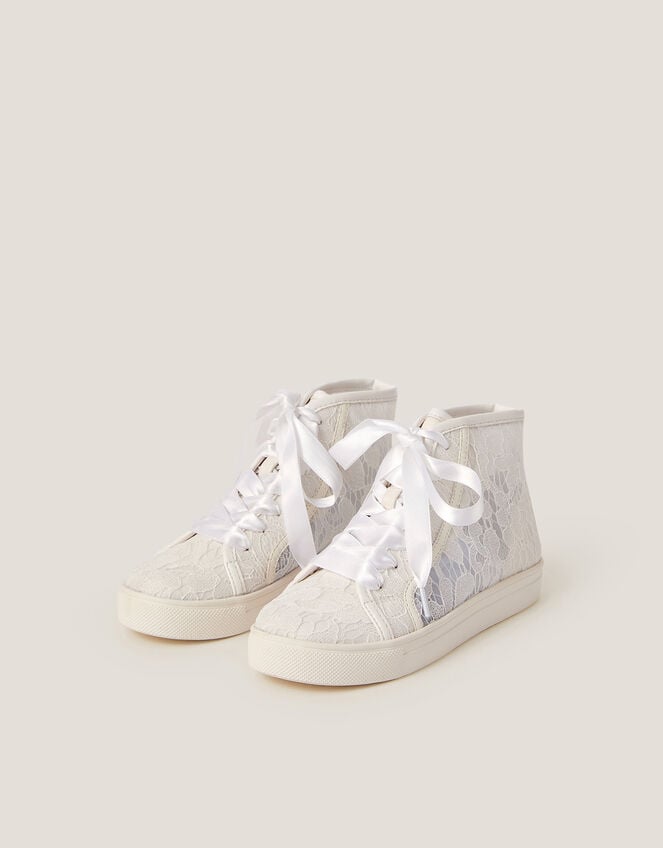 Lace High-Top Trainers, Ivory (IVORY), large