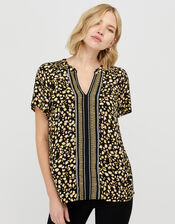 Camillia Printed Blouse in Sustainable Viscose, Black (BLACK), large
