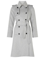 Trench Coat in Wool Blend, Grey (GREY), large