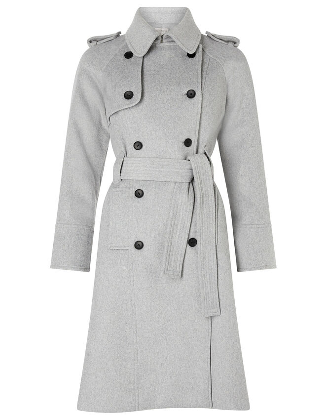 Trench Coat in Wool Blend, Grey (GREY), large