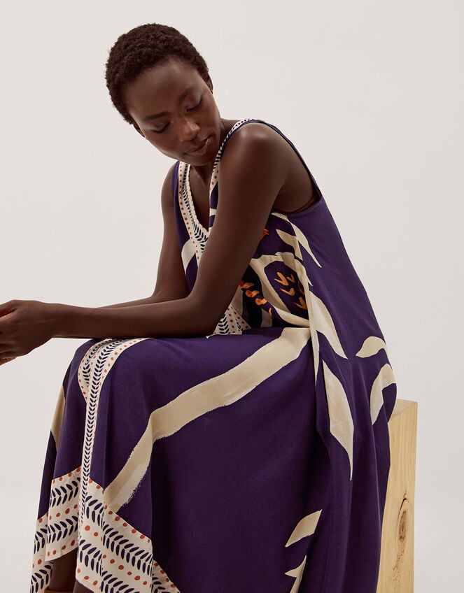 Paloma Sleeveless Print Midi Dress, Blue (NAVY), large