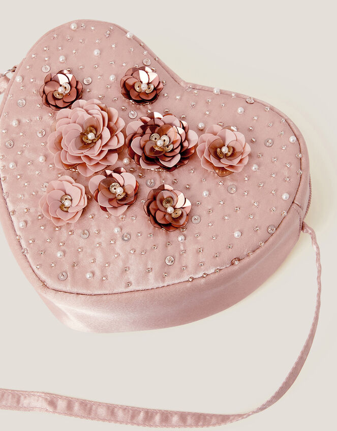 Sequin Flower Heart Bag, , large