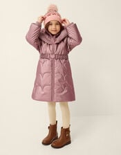 Metallic Belted Puffer Coat, Pink (PINK), large