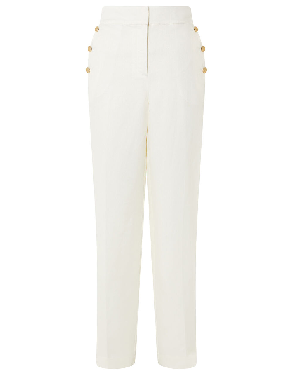 Smart Longer Length Trousers in Linen Blend White