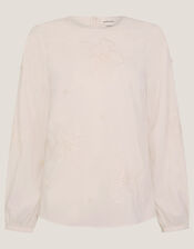 Regina Embroidered Floral Blouse, Cream (CREAM), large