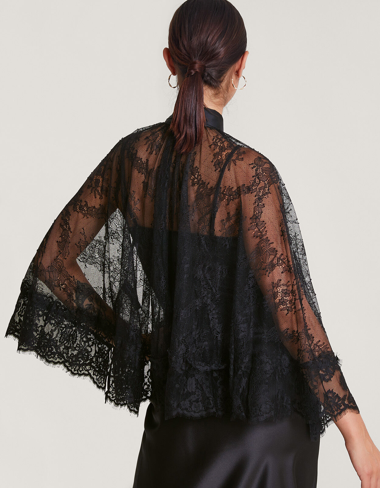 Black lace cape top