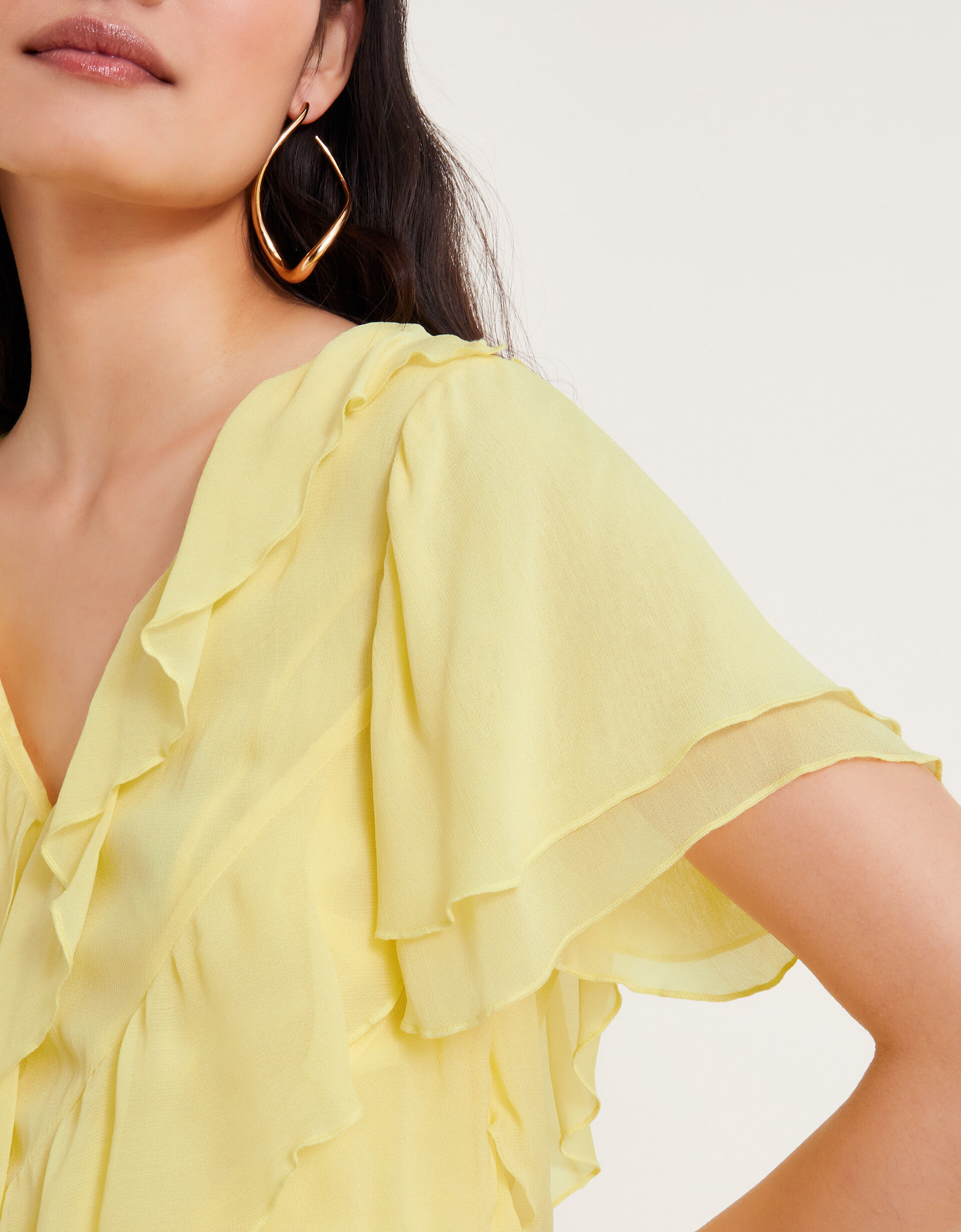 Yellow ruffle maxi dress outlet