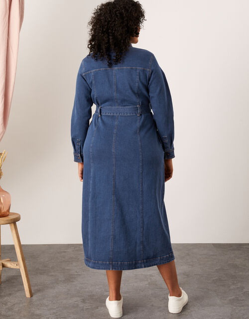 Lola Denim Midi Shirt Dress, Blue (DENIM BLUE), large