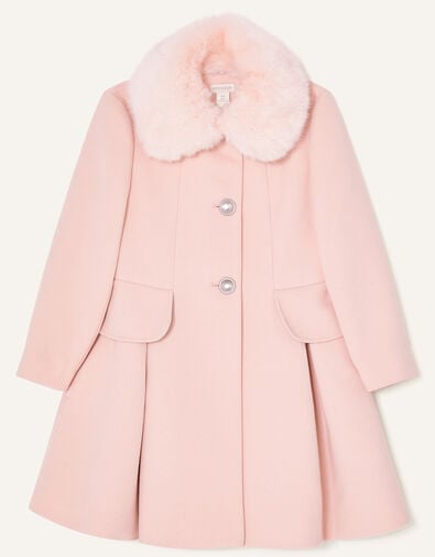 Bustle Back Bow Coat Pink, Pink (PALE PINK), large