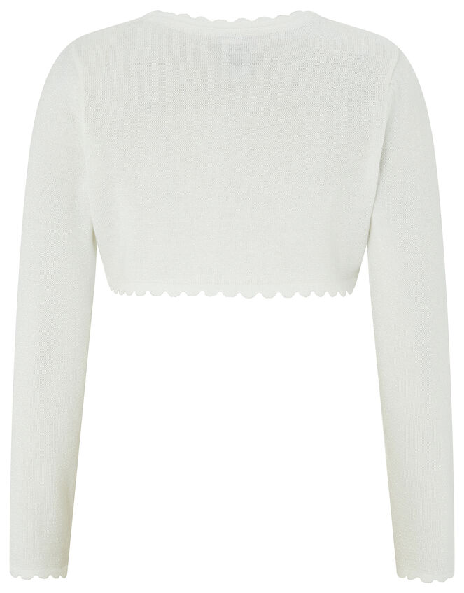 Niamh Sparkle Knitted Cardigan with Crystal Button, Ivory (IVORY), large