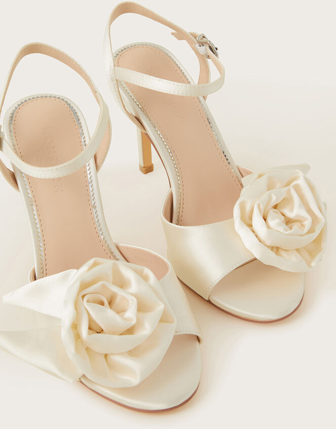 Satin Corsage Stilettos , Ivory (IVORY), large