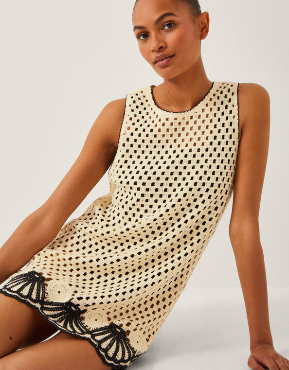 Nicole Knitted Tunic Beach Dress, Ivory (IVORY), large