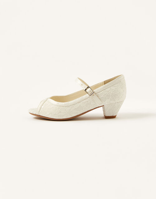 Peep Toe Lace Heels, Ivory (IVORY), large