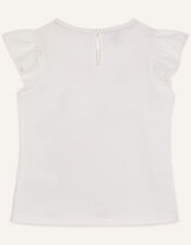 Floral Sequin Top in Sustainable Cotton, Ivory (IVORY), large