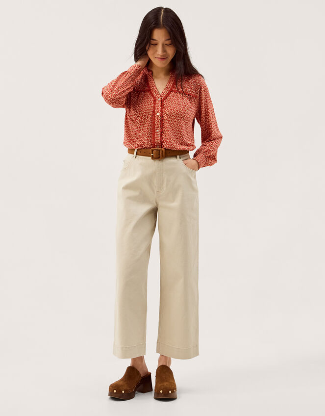 Palmer Print Smocked Jersey Top, Red (RED), large