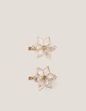 2-Pack Jewel Wire Flower Hair Clips, , large