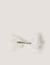 Large Organza Bow Hair Clip, Ivory (IVORY), large